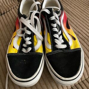 Vans Kids Flame Sneakers - Black, Yellow, Red